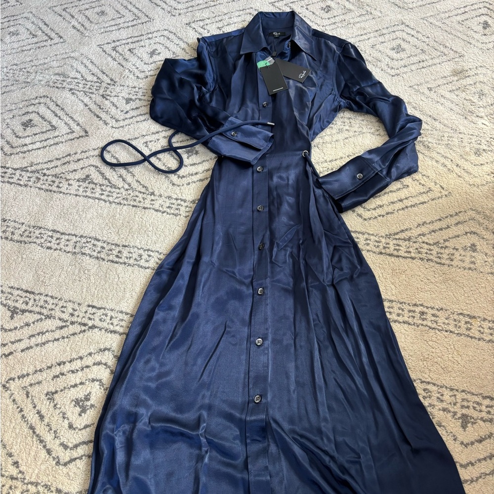 Rails Midnight Blue Satin Shirt Dress